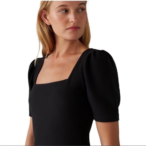 Club Monaco Puff Sleeve Knit Square Neck Mini Dress - Picture 3 of 9